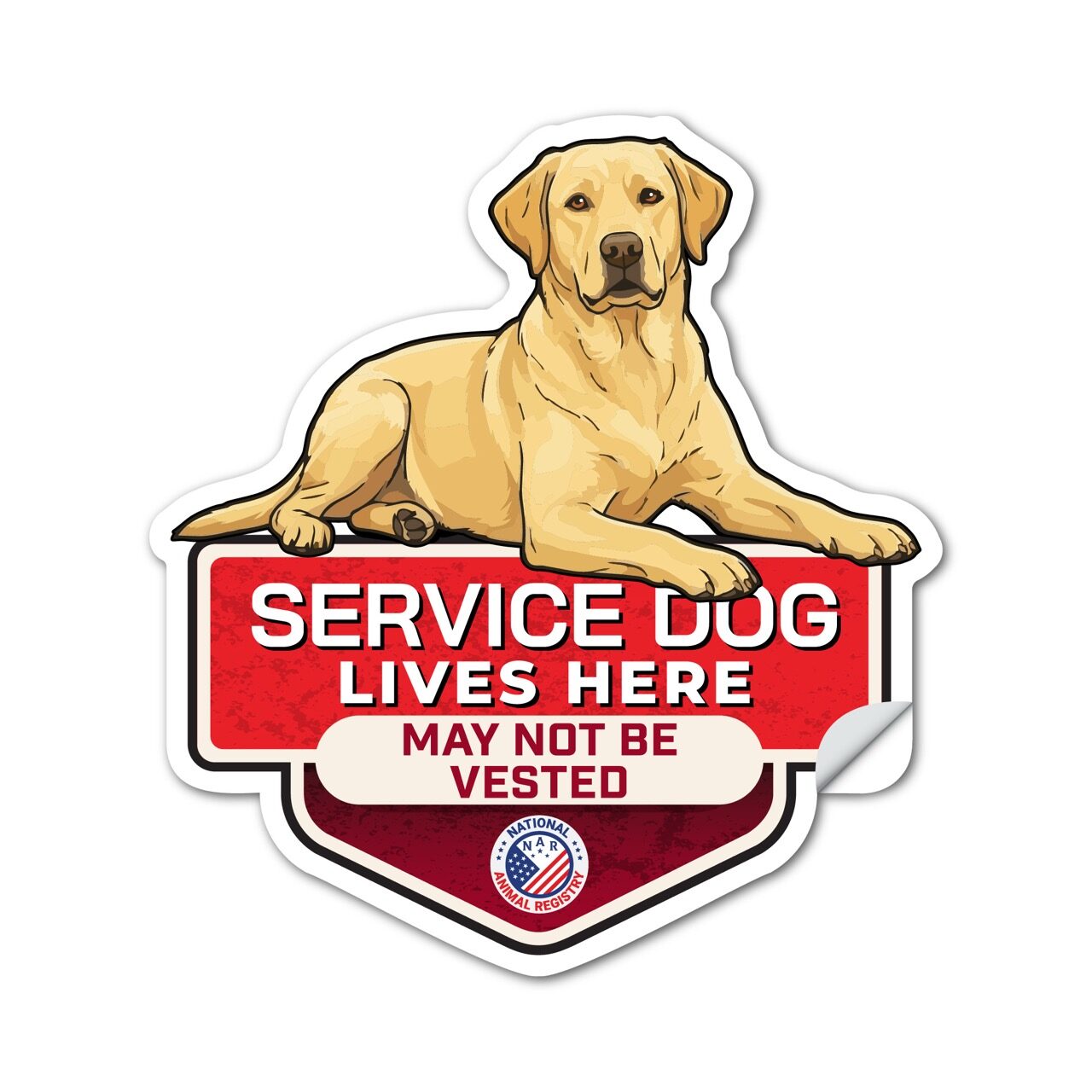 Labrador Retriever Service Dog Lives Here Sticker No Vest – SD Dog Sign Decal – May Not Be Vested – Waterproof Matte Vinyl