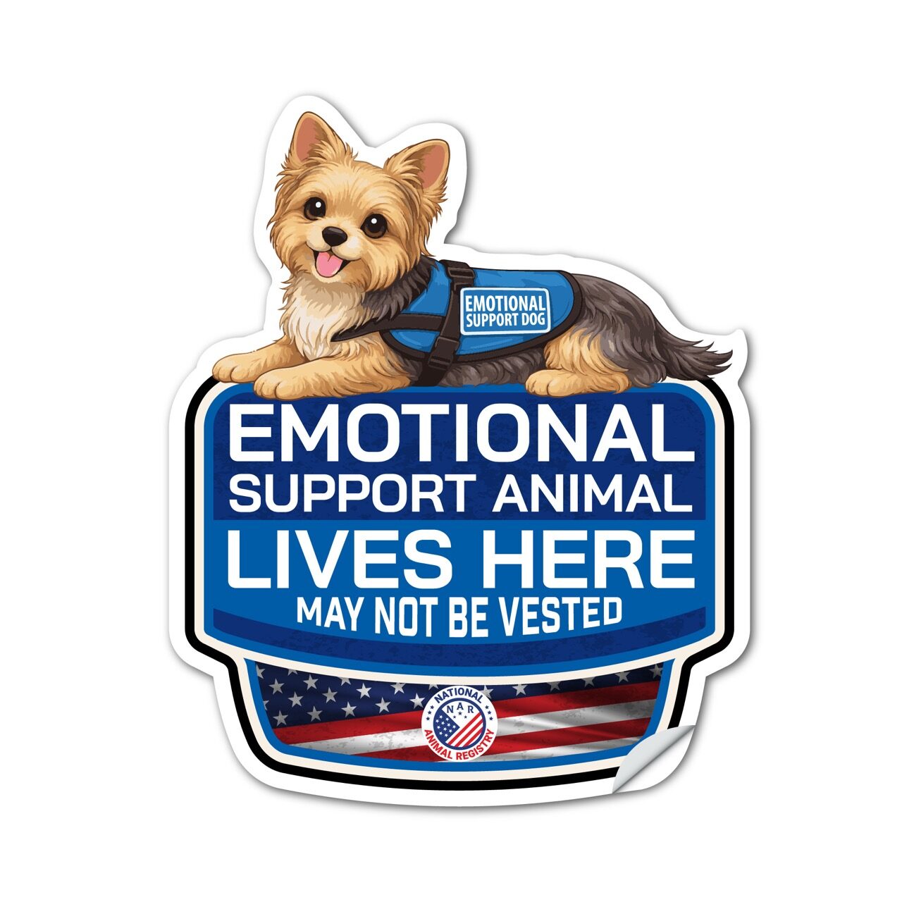 Yorkie Emotional Support Animal Lives Here Sticker – ESA Dog Sign Decal – May Not Be Vested – Waterproof Matte Vinyl